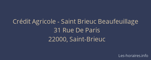 Crédit Agricole - Saint Brieuc Beaufeuillage
