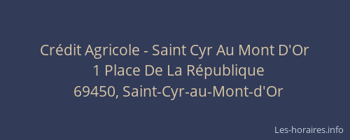 Crédit Agricole - Saint Cyr Au Mont D'Or