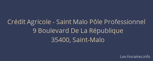 Crédit Agricole - Saint Malo Pôle Professionnel