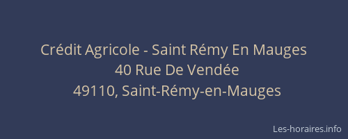 Crédit Agricole - Saint Rémy En Mauges