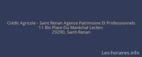 Crédit Agricole - Saint Renan Agence Patrimoine Et Professionnels