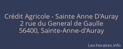 Crédit Agricole - Sainte Anne D'Auray