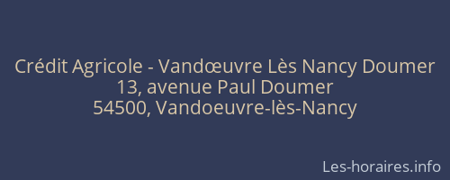 Crédit Agricole - Vandœuvre Lès Nancy Doumer