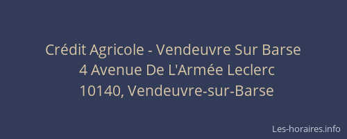 Crédit Agricole - Vendeuvre Sur Barse