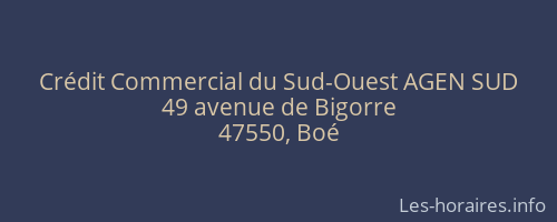 Crédit Commercial du Sud-Ouest AGEN SUD