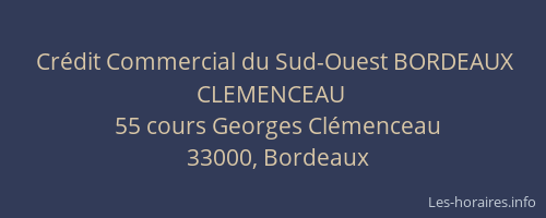 Crédit Commercial du Sud-Ouest BORDEAUX CLEMENCEAU