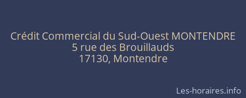 Crédit Commercial du Sud-Ouest MONTENDRE