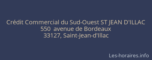 Crédit Commercial du Sud-Ouest ST JEAN D'ILLAC
