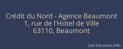 Crédit du Nord - Agence Beaumont