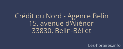 Crédit du Nord - Agence Belin