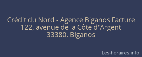Crédit du Nord - Agence Biganos Facture