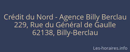 Crédit du Nord - Agence Billy Berclau