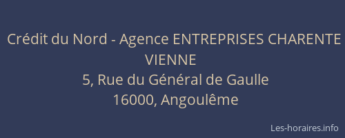 Crédit du Nord - Agence ENTREPRISES CHARENTE VIENNE