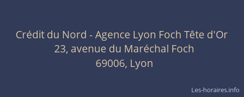 Crédit du Nord - Agence Lyon Foch Tête d'Or