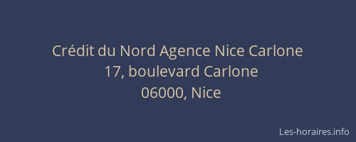 Crédit du Nord Agence Nice Carlone