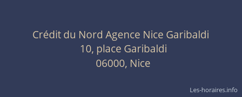 Crédit du Nord Agence Nice Garibaldi