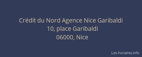 Crédit du Nord Agence Nice Garibaldi