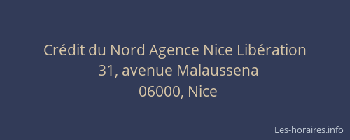 Crédit du Nord Agence Nice Libération