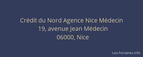 Crédit du Nord Agence Nice Médecin