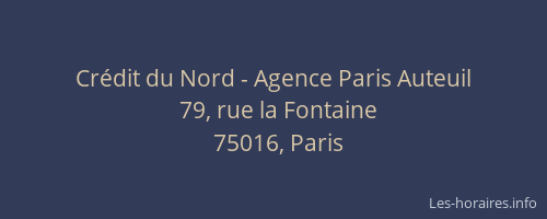 Crédit du Nord - Agence Paris Auteuil