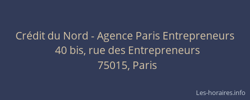 Crédit du Nord - Agence Paris Entrepreneurs