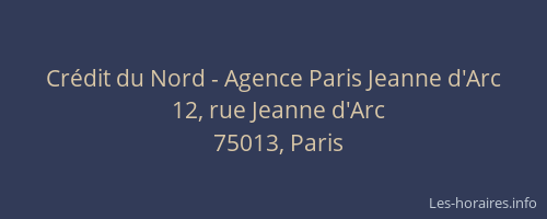 Crédit du Nord - Agence Paris Jeanne d'Arc