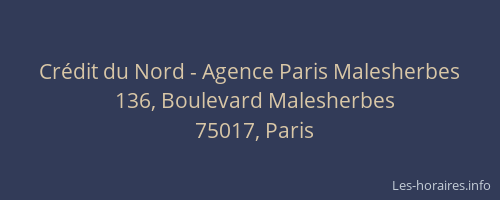 Crédit du Nord - Agence Paris Malesherbes