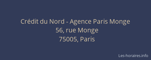 Crédit du Nord - Agence Paris Monge