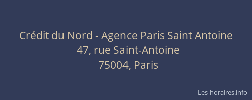 Crédit du Nord - Agence Paris Saint Antoine