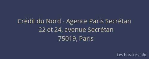 Crédit du Nord - Agence Paris Secrétan