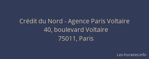 Crédit du Nord - Agence Paris Voltaire