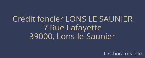Crédit foncier LONS LE SAUNIER