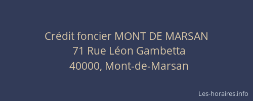 Crédit foncier MONT DE MARSAN