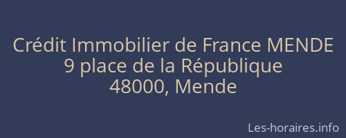Crédit Immobilier de France MENDE