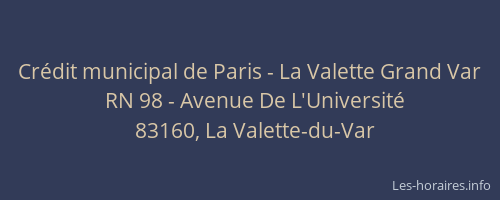 Crédit municipal de Paris - La Valette Grand Var