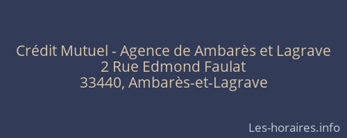 Crédit Mutuel - Agence de Ambarès et Lagrave