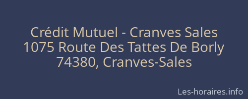 Crédit Mutuel - Cranves Sales