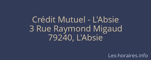 Crédit Mutuel - L'Absie