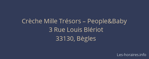 Cr&egrave;che Mille Tr&eacute;sors – People&Baby