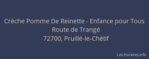 Cr&egrave;che Pomme De Reinette - Enfance pour Tous