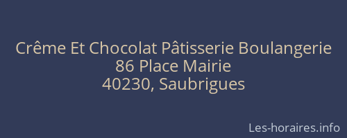 Crême Et Chocolat Pâtisserie Boulangerie