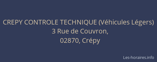 CREPY CONTROLE TECHNIQUE (Véhicules Légers)