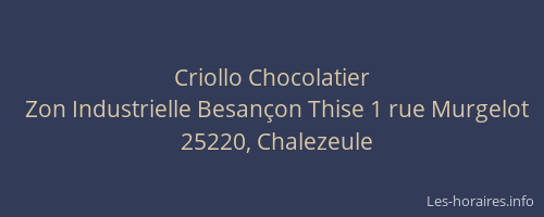 Criollo Chocolatier