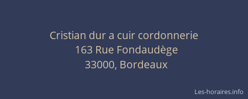 Cristian dur a cuir cordonnerie