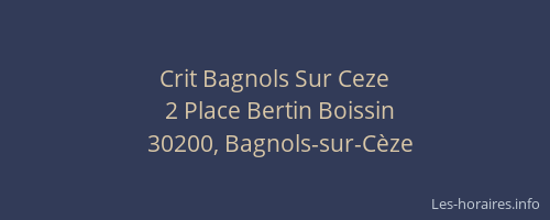 Crit Bagnols Sur Ceze
