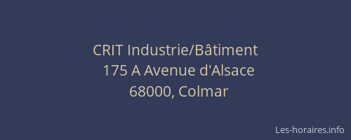 CRIT Industrie/Bâtiment