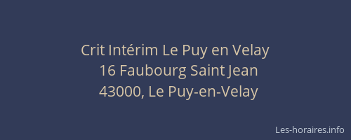 Crit Int&eacute;rim Le Puy en Velay