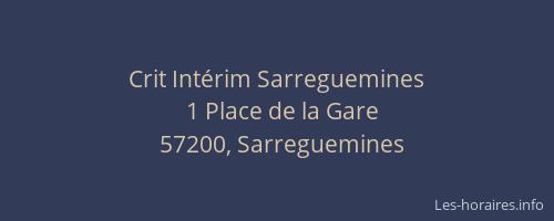Crit Int&eacute;rim Sarreguemines