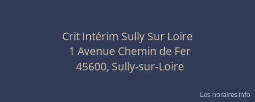 Crit Int&eacute;rim Sully Sur Loire
