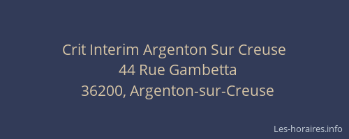 Crit Interim Argenton Sur Creuse